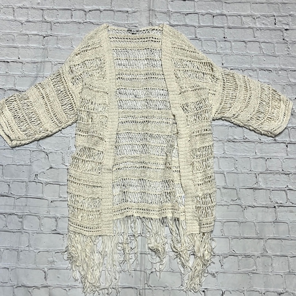 American Eagle Crochet Cover Cardigan Open